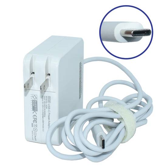 Generico Adaptador de Corriente USBC-65W, 65W, Compatible con USB-C, 100-240V