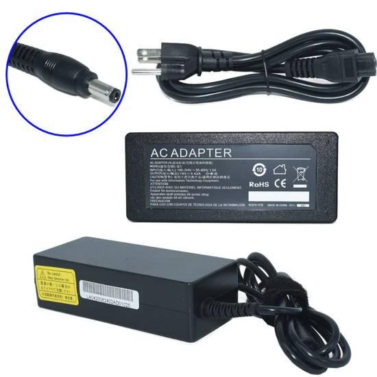 Generico Cargador para Laptop AC-Toshiba 65W 19V 3.42A, Adaptador de Corriente