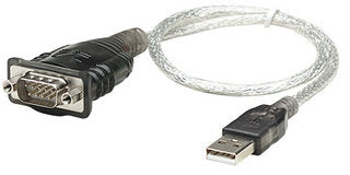 Manhattan Convertidor USB-A a serie (RS232/COM/DB9), 45 cm, macho a macho, chip Prolific PL-2303RA, negro/plata, 3 años de garantía, equivalente a ICUSB232V2 Cable Negro, Transparente 0,45 m USB A Serial/COM/RS232/DB9