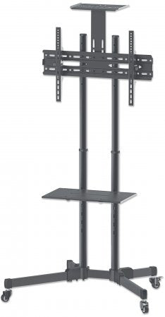 Manhattan Soporte con carrito para TV/monitores, pantallas 37"–65", Compatibilidad VESA: de 200x200 a 600x400 mm (verifique las dimensiones de los cuatro orificios de montaje traseros), carga máxima 40 kg, negro Monitor negro