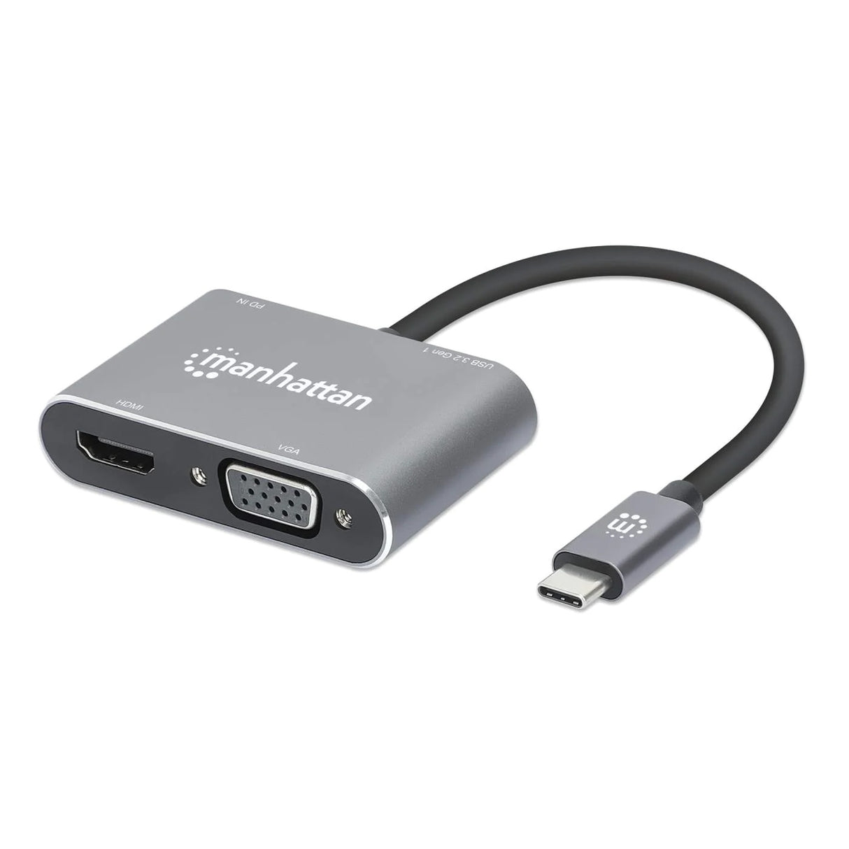 Docking Station USB-C a HDMI y VGA, 4 en 1, 4K a 30Hz, 1080p a 60Hz, USB 3.2, PD 87W