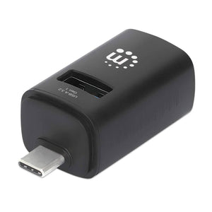 Manhattan Hub USB-C de 3 puertos ultra compacto, 3x USB-A (1x 5 Gbps USB 3.0 + 2x 480 Mbps USB 2.0),