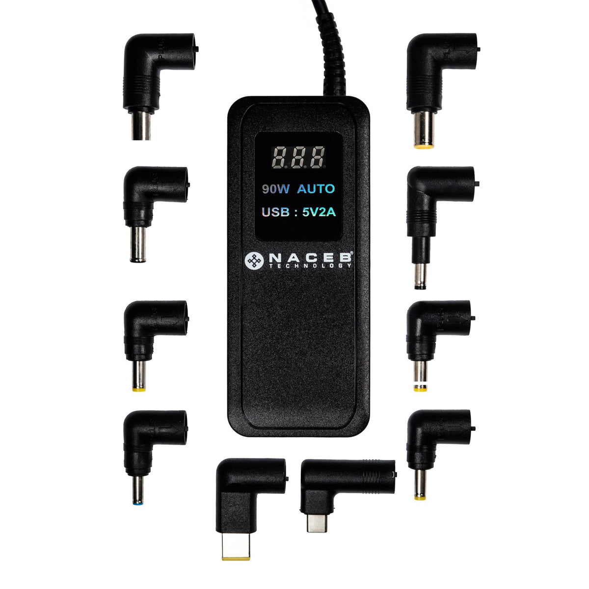 NA-013 - NACEB ADAPTADOR UNIVERSAL P/LAPTOP 10 PUNTAS INTERCAMBIABLES
