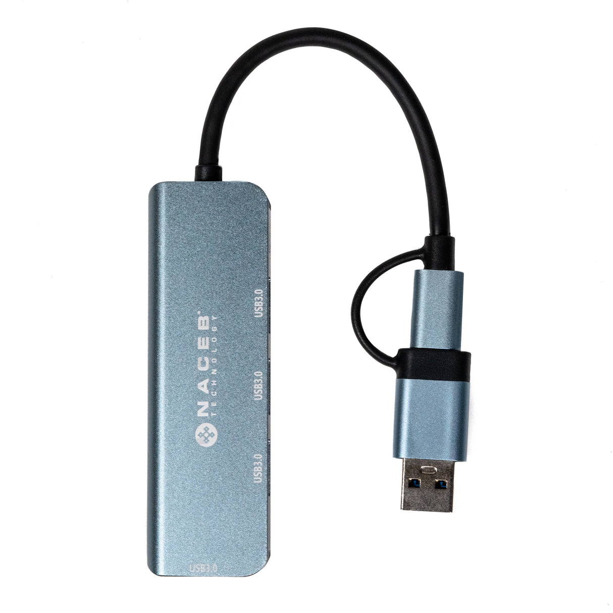 Concentrador Hub USB 3.0 Naceb Technology NA-0126 4-Puertos Gris