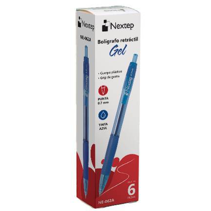 Bolígrafo Nextep Gel Retráctil Mediano 0.7mm, Azul, c/6