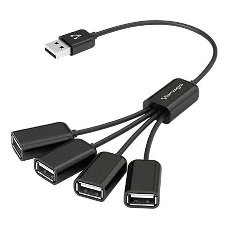 Hub USB VORAGO HU-101, USB 2.0, 4 puertos, Negro