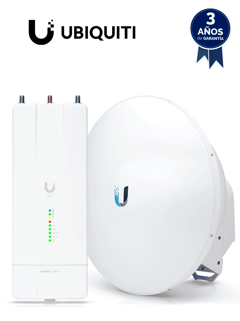 Kit Ubiquiti AF-5XHD-23-S45 AirFiber con Radio AF-5XHD y Antena AirFiber 23 dBi SLAM 45, 500 Mbps Full Duplex, 5.8 GHz