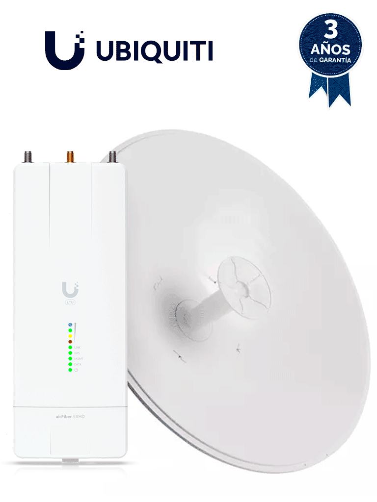 Kit AirFiber Ubiquiti AF-5XHD-30-S45 - Radio AF-5XHD y Antena 30 dBi Slam-45, 500 Mbps Full Duplex, 5.8 GHz