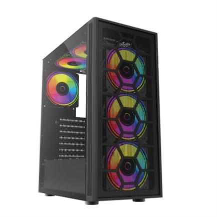 Gabinete Gamer Media Torre DragonflyII GM740 ATX, Panel Cristal, Negro, 4 Ventiladores, USB 3.0