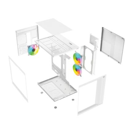 Gabinete Mini-Tower ITX/Micro-ATX Balam Rush Tank Pro Evo GM955 Blanco RGB 3 Ventiladores ARGB