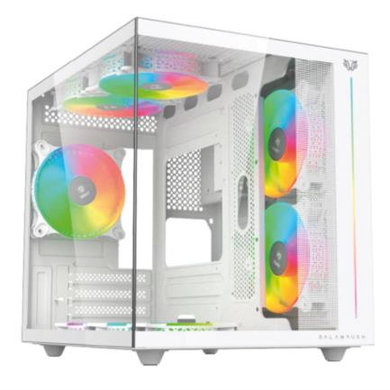 Gabinete Mini-Tower ITX/Micro-ATX Balam Rush Tank Pro Evo GM955 Blanco RGB 3 Ventiladores ARGB
