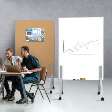 Pintarrón Móvil Alfra Nex Doble Superficie 150x110cm, Pintarrón y Corcho, Ruedas con Freno