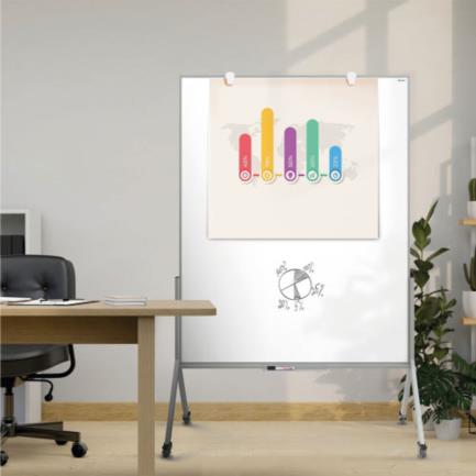 Pintarrón Móvil Alfra Dix Doble Superficie Metálico 120x150cm, Ruedas Giratorias, Bandeja Porta Accesorios