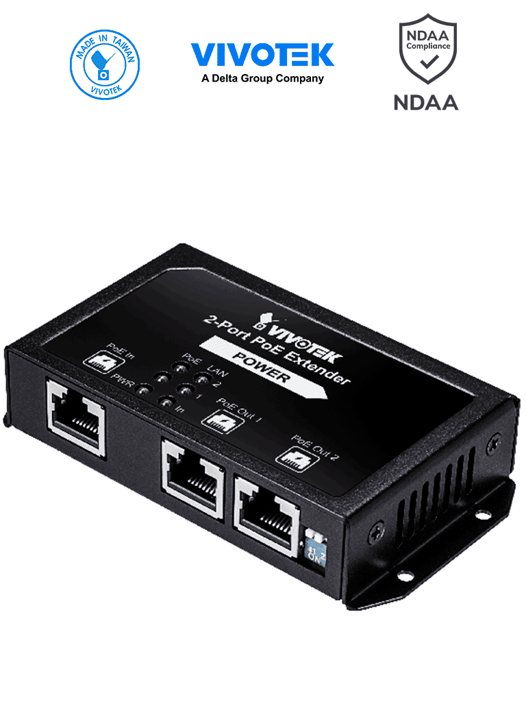 Extensor PoE VIVOTEK AP-FXC-0210 2 Puertos Fast Ethernet 70W Interior, Cascada 300m
