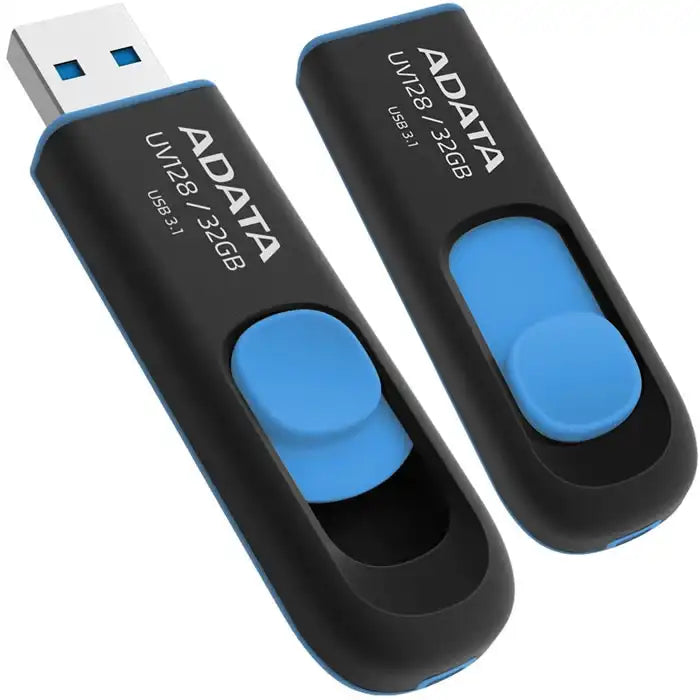 MEMORIA USB 3.2 ADATA AUV128, 32GB, PLASTICO, COLOR NEGRO/AZUL