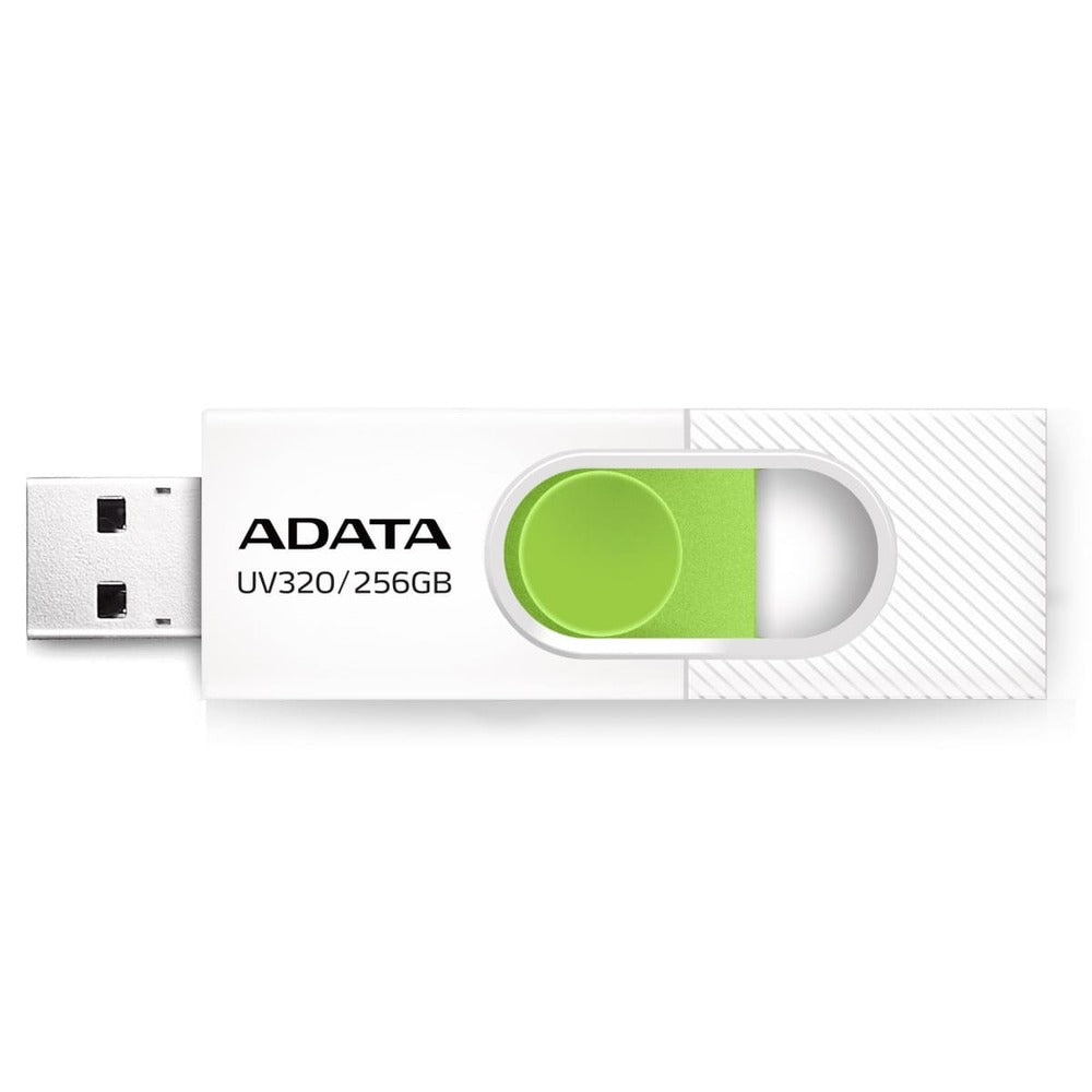 Memoria Flash Adata UV320 256GB USB 3.2 White-Green, 120MB/s Transfer Speed, Compact Design