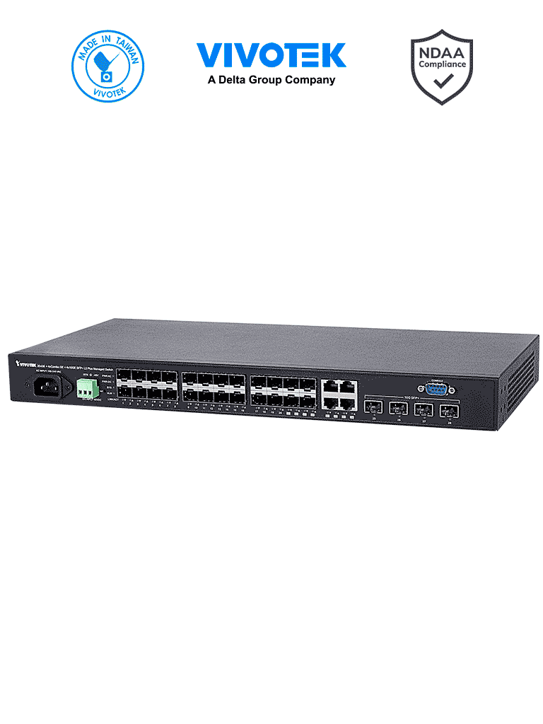 VIVOTEK Switch Gigabit Administrable AW-GTS-287A, 20 Puertos SFP, DHCP Server, Voltaje Dual AC/DC