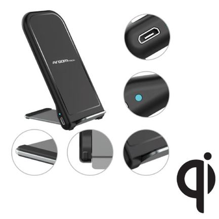 ArgomTech ARG-AC-0140BK cargador de dispositivo móvil Smartphone Negro USB Cargador inalámbrico Carg