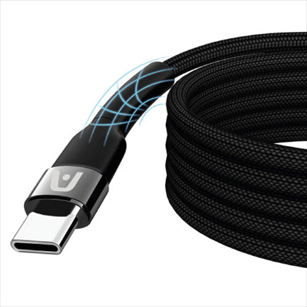 Cable Tipo-C a Tipo-C Argomtech 1.8m 480 Mbps Nylon Trenzado Carga Rápida Ultra Negro