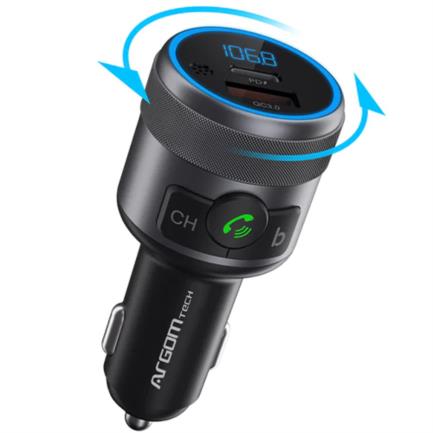 Manos Libres Argomtech Auto Spectro T1 Bluetooth Pantalla LED 2 Puertos Carga Rápida 42W USB Negros