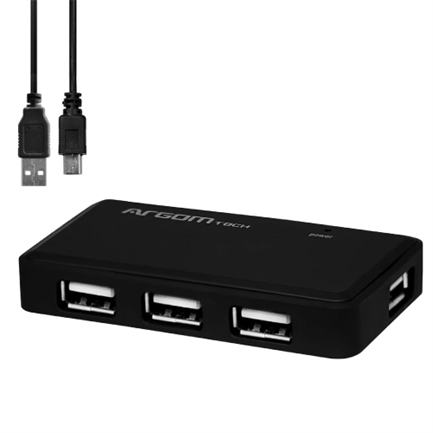 Mini Hub Argomtech de 4-puertos USB 2.0, Transferencia de Datos de hasta 480Mbps, Compacto y Portátil