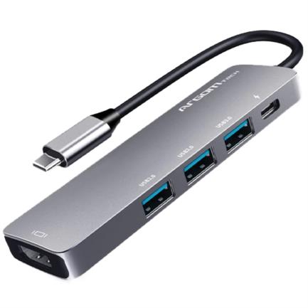 Hub Argomtech One Axess 5 en 1 Tipo C a HDMI USB PD 100W, 4K, 5Gbps