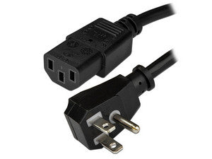 Cable de energía plano NEMA 5-15P a C13, 1.8m, negro, 125V, 10A, 18AWG