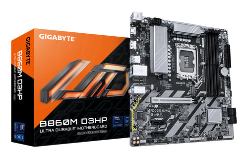 B860M D3HP - GIGABYTE B860M D3HP Placa base - CPUs Intel Core Ultra, VRM de 4+1+2+1 fases, hasta 9066MHz DDR5, 2xPCIe 4.0 M.2, LAN GbE, USB 3.2 Gen 1 placas base Intel LGA 1851 (Socket V1) LGA 1851 DDR5-SDRAM