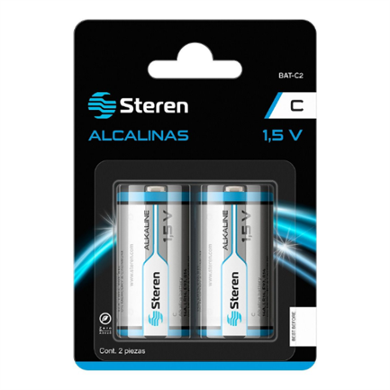 Steren BAT-C2 pila de uso doméstico Batería de un solo uso C Alcalino, 2 pieza(s), Cd (cadmio), Hg (mercurio)
