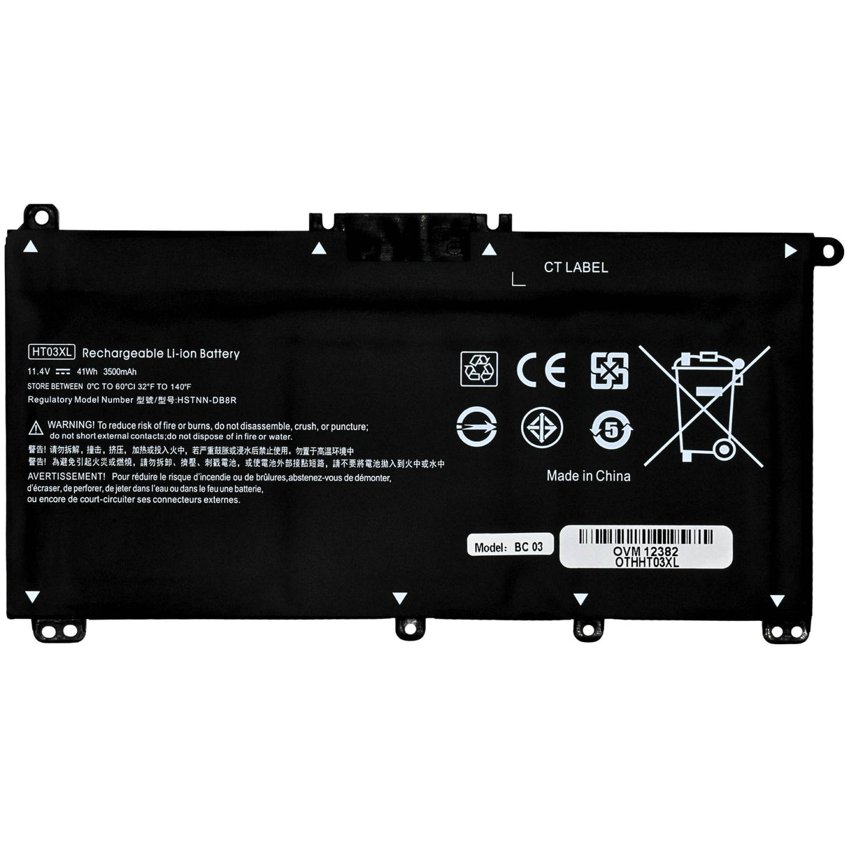 OVALTECH Batería OTHHT03XL, 11.1V, 4400mAh, Producto Empresarial