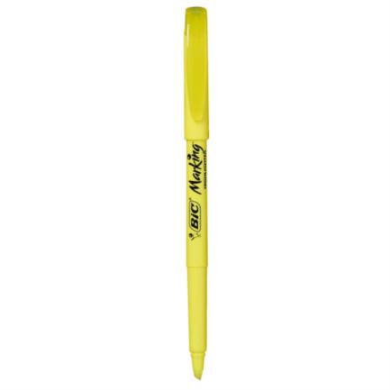 Marcador Resaltador BIC Making Punta Cincel Color Amarillo Fluorescente C/12 Pzas