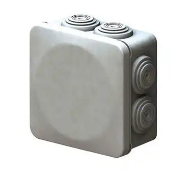 Royer Caja Estanca De Derivación PVC 80x80x45 mm, Tapa A Presión, Conos