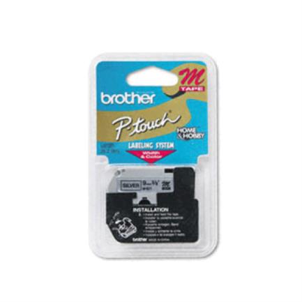 Cinta Brother M921 No Laminada 9mmx8m Negro sobre Plateado para PT85