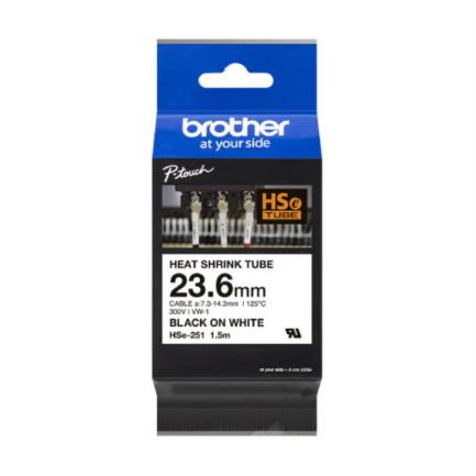 Cinta Brother HSE251 Termorretráctil Texto Negro Sobre Fondo Blanco 23.6mmx1.5m