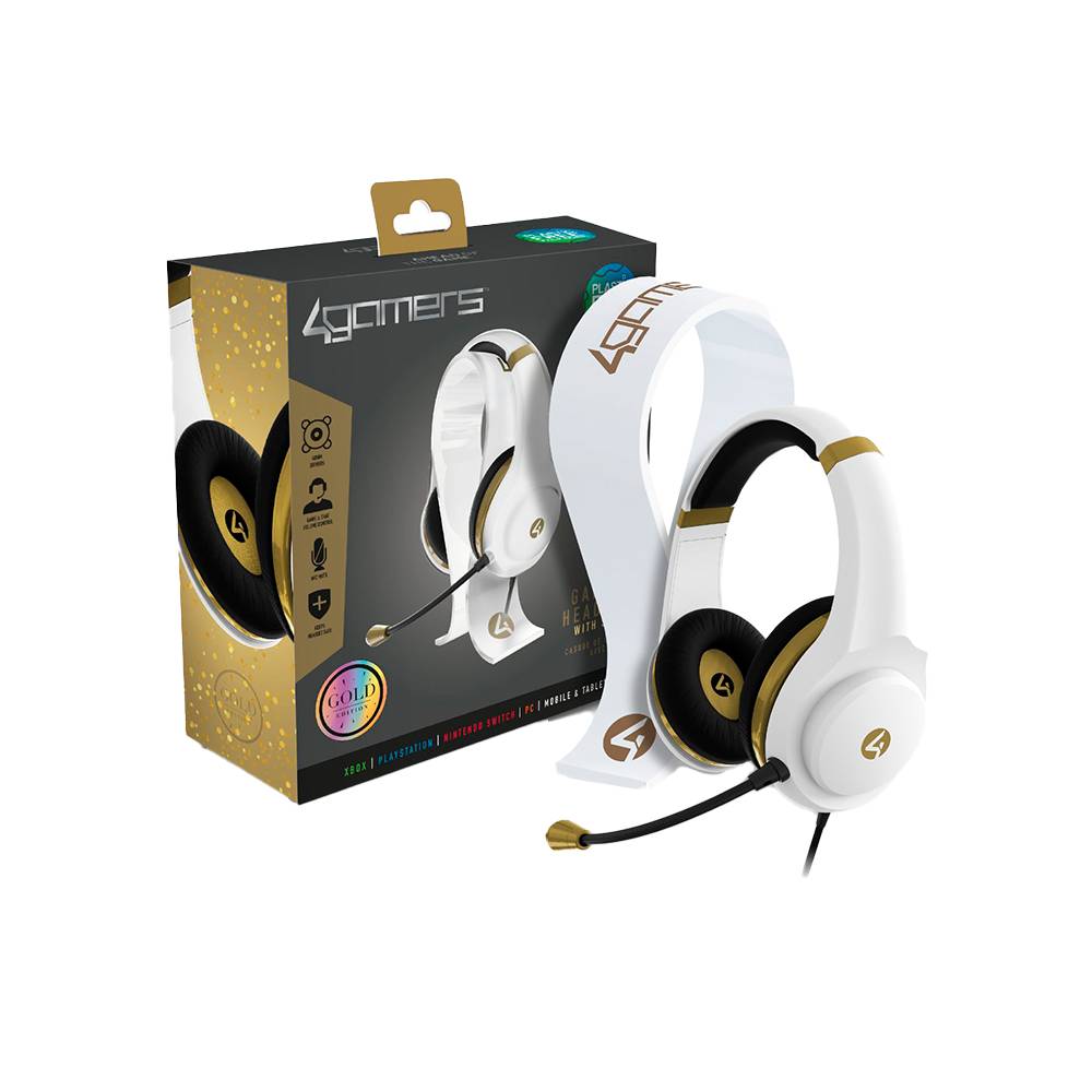 Headset 4Gamers XP-GOLDR-WHT-4G con Sonido Envolvente 7.1, Micrófono Desmontable y Cable de 2 Metros
