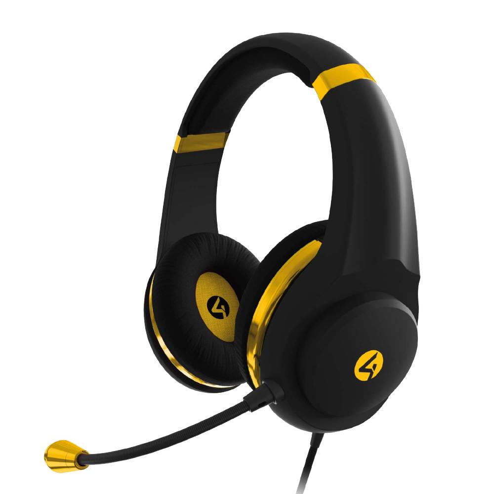 4Gamers Auriculares Gaming XP-GOLDBLK-M-4G, Sonido 7.1, Conexión USB, Micrófono Ajustable