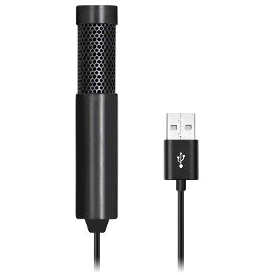 Mini Micrófono para PC BROBOTIX 651596, Conexión USB, Frecuencia de 20Hz-20kHz, Cable de 1.5 metros