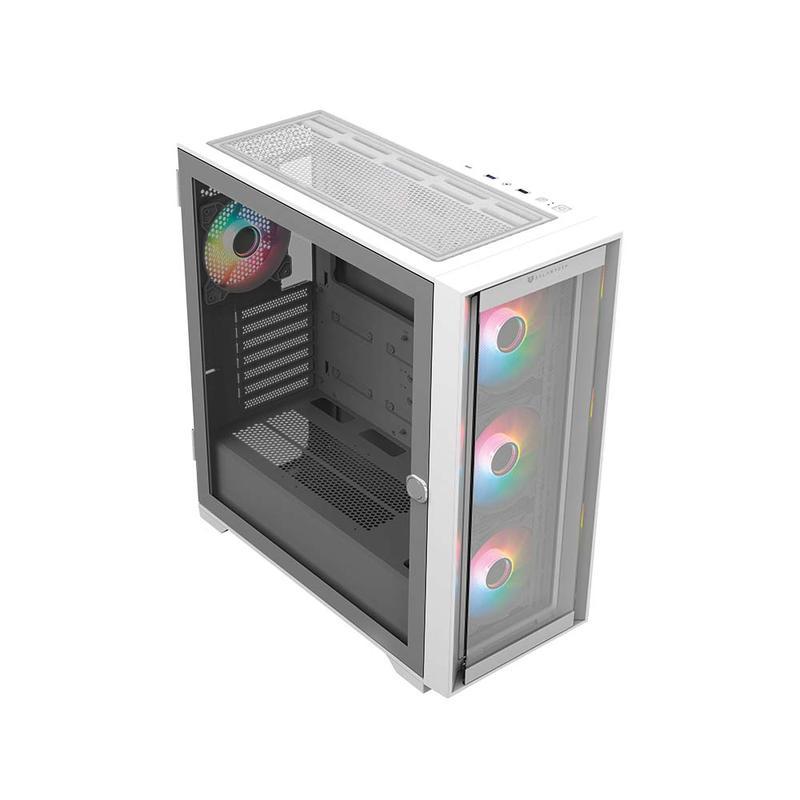 Gabinete Balam Rush Full Torre Carbono 9000 con USB 3.0/2.0 y USB C, 4 Ventiladores, Blanco