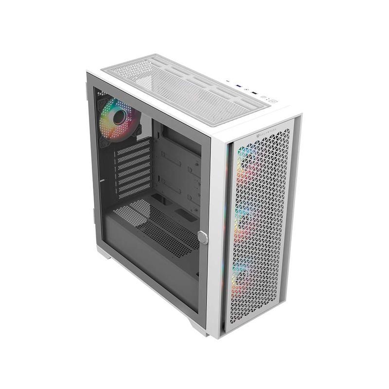 Gabinete Balam Rush Full Torre Carbono 9000 con USB 3.0/2.0 y USB C, 4 Ventiladores, Blanco