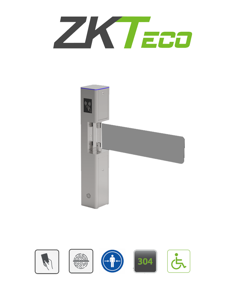 Puerta de Cortesía Bidireccional ZKTeco SBT2000S, Carril 90 cm, 110V, Acero Inoxidable, Aleta de Vidrio Templado, Integración con Controles de Acceso