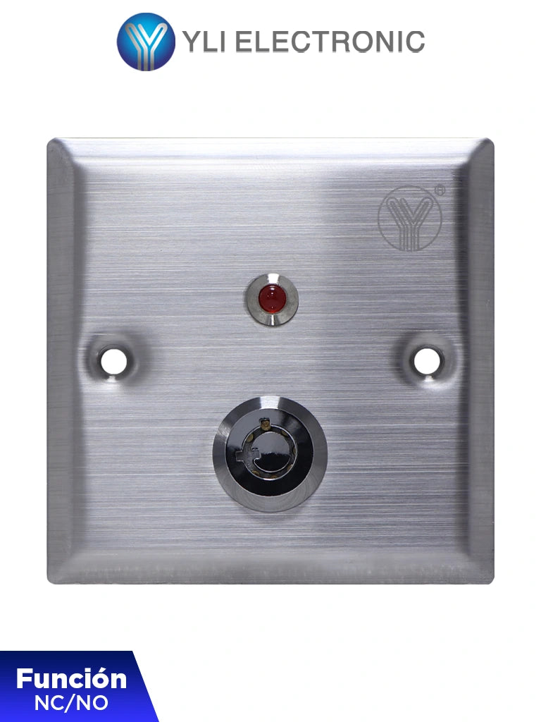 Botón Liberador de Llave YLI YKS850LS, LED, Acero Inoxidable, NC/NO, Intemperie