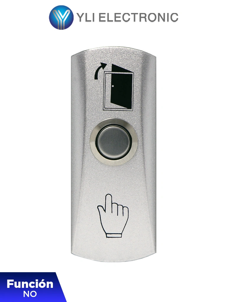 Botón de Salida Mecánico YLI PBK815, Carcasa Metálica, Función NO, Instalación Sin Caja