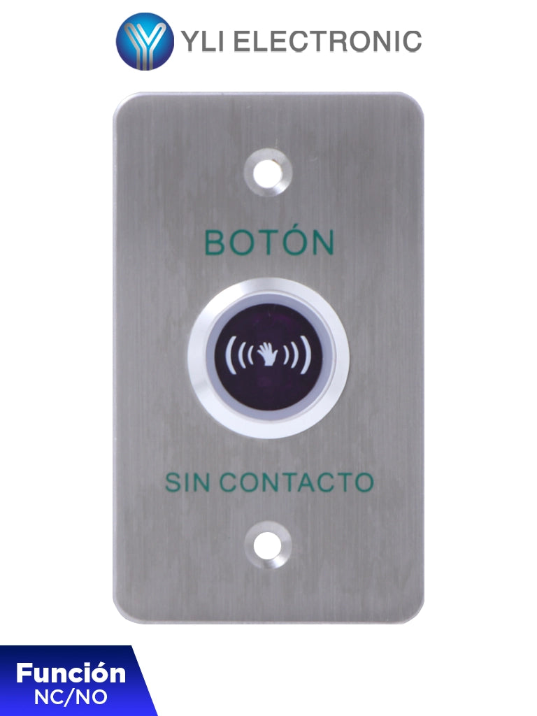 Botón de Salida sin Contacto YLI ISK841BLED, LED, Acero Inoxidable, 12VCC, NC/NO, Ajustables