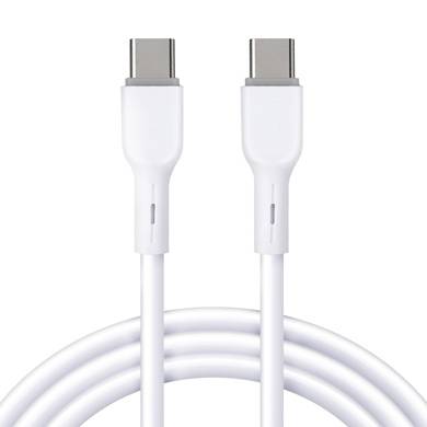Cable BRobotix de Conector USB-C 3.0 a USB-C 3.0, Compatible con carga rápida, 1m. Color Blanco.