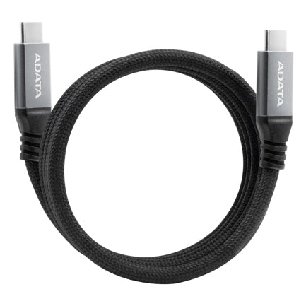 ADATA CABLE TIPO C A TIPO C 1M CUBIERTA DE NYLON, MAGNÉTIZADO 10GBPS 100W TRANNFIERE AUDIO Y VIDEO 4K UHD NEGRO