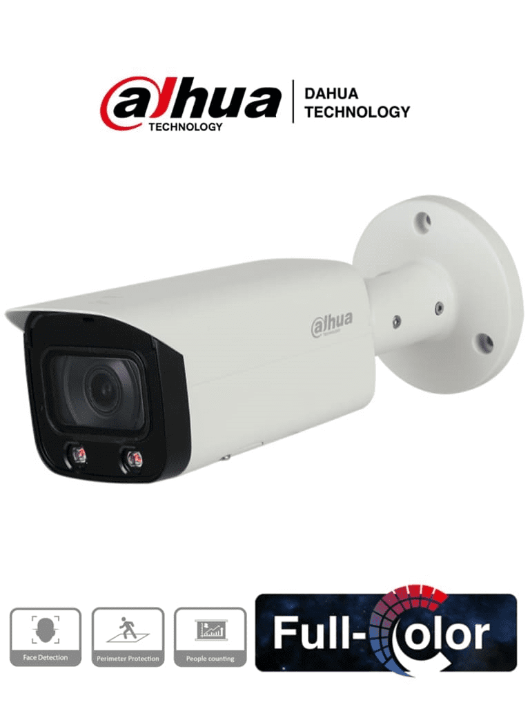 Cámara IP Bullet Dahua IPC-HFW5442TN-AS-LED-0360B, 4MP, Lente 3.6mm, 89 LED, IA WizMind, POE, WDR 140dB, IP67, IK10, E/S Alarma, E/S Audio