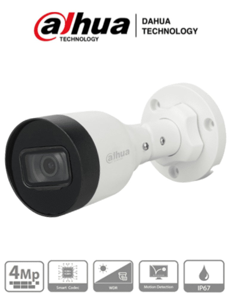 Camara IP Bala Dahua Technology DH-IPC-HFW1431S1P-A-0280B-S4-QH2, 4MP, 2.8mm, PoE, IR 30m