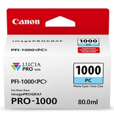 Tanque de Tinta CANON PFI-1000 PC con Capacidad de 80ml, Para Impresoras Canon W6400, W6200