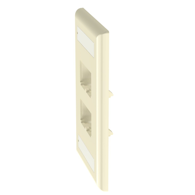 CFPL4EIY - Placa de Pared Vertical / 4 Puertos Mini-Com / Diseño Plano / Con Espacios para Etiquetas / 2.75 x 4.5 in / ABS Marfil