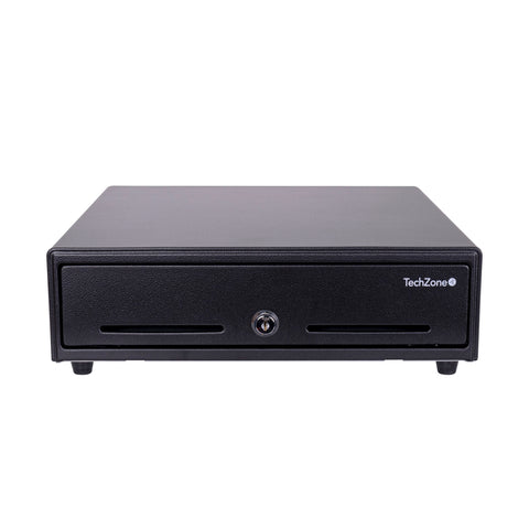 TechZone TZBE4B8M90 cajón de efectivo Cajón electrónico de dinero, Acero, Negro, Plástico